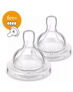 Avent Tetinas de Silicona Flujo Rápido para 6M+ - 2 Unidades
