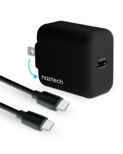 Cargador De Pared Rápido Pd Usb-C De 20 W | Cable Usb Tipo C De 4 Pies | Negro - Link Promo