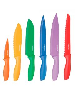 Juego De Cuchillos De Color Antiadherentes De 12 Piezas Con Protectores De Hoja - Link Promo