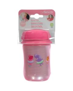 Dr Browns Vaso Antiderrame con Carrizo de 9 OZ Rosa de 12M+