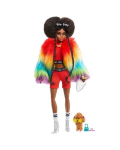 Barbie Fashionista Extra Abrigo Arcoíris