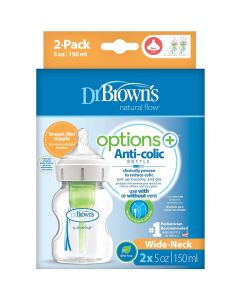 Dr Browns Biberón Anticólico Boca Ancha de 5 OZ - 2 Unidades