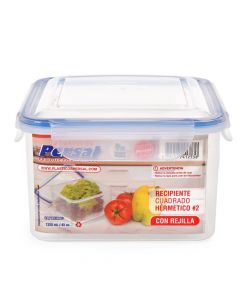 Persal Recipiente Cuadrado Hermético #2 con Rejilla de 45 OZ