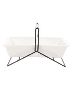 Tabletop Bowl de Cerámica Rectangular con Base de Metal