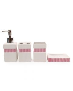 Set de Baño de Cerámica Diseño Rosa 4 Piezas