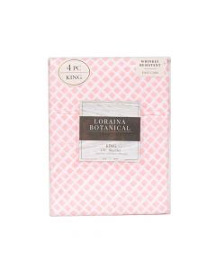 Comforter Chambray Estampado Blush 4 Piezas King - Link Promo