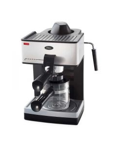 Oster Cafetera Negra Y Plateada Para CaféEspresso Y Cappuccino, Cuatro Cafés Por Ciclo