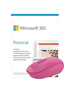 Bundle Microsoft 365 Personal + Mouse Inalámbrico 1850 | Magenta