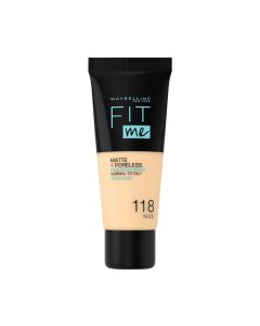 118 Light Beige Base de Rostro Fit Me Matte & Poreless Foundation Maybelline