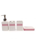 Set de Baño de Cerámica Diseño Rosa 4 Piezas