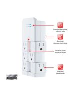 Jasco Toma Corriente De Pared Con 6 Tomas Rotativas De 90 Proteccion De Voltaje 1080 Blanco